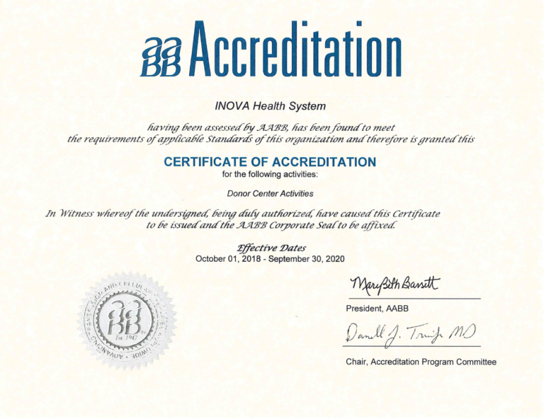 2018-2019 AABB Accreditation- min - Inova Blood Donor Services