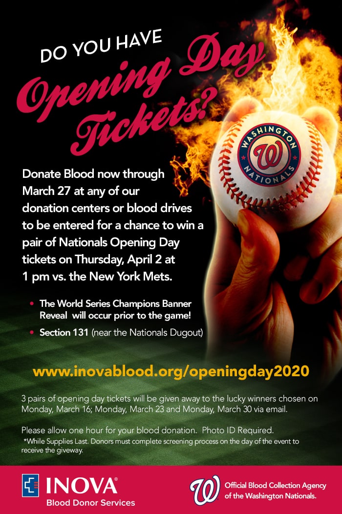 Washington Nationals 2023 Blood Drives! - Inova Blood Donor Services