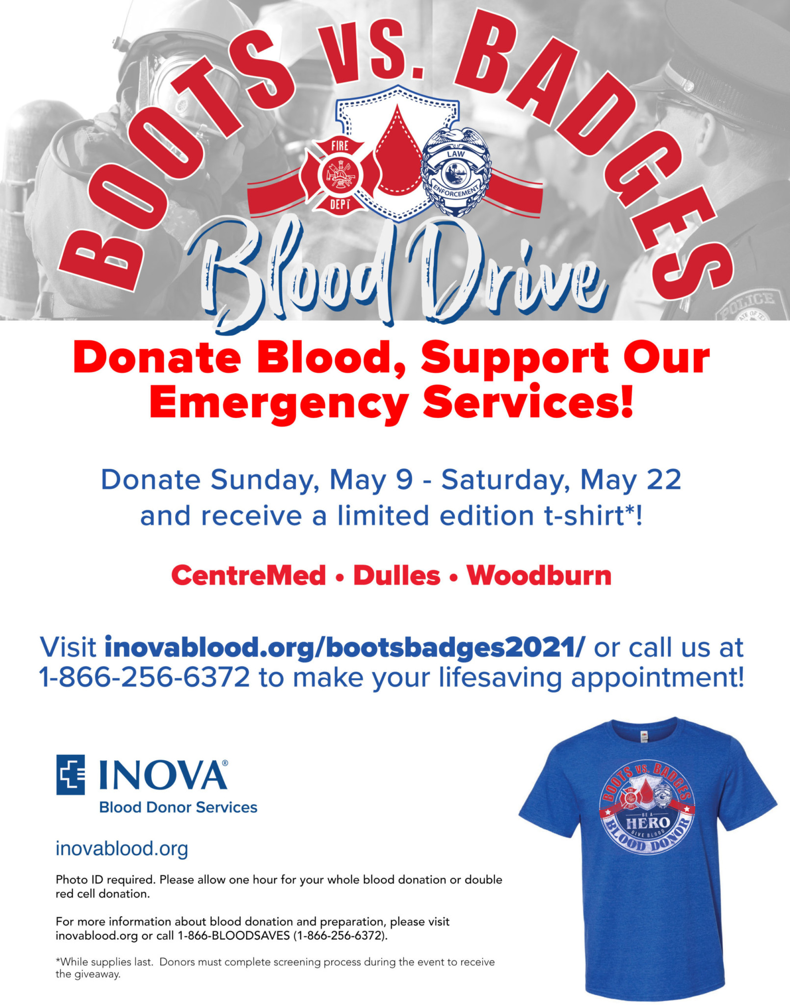 Boots vs. Badges! May 9 May 22, 2021 Inova Blood Donor Services